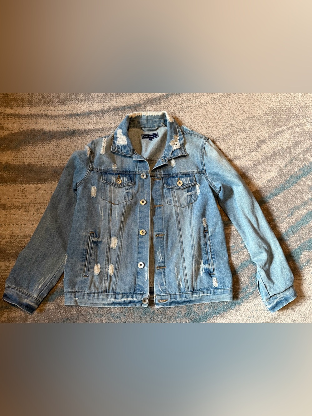 Ci Sono Light Blue Distressed Denim Jacket Size S
